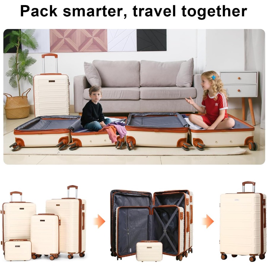 4 Pcs Luggage Set Expandable A - Expandable Hard Shell Luggage Set 评论和价格
