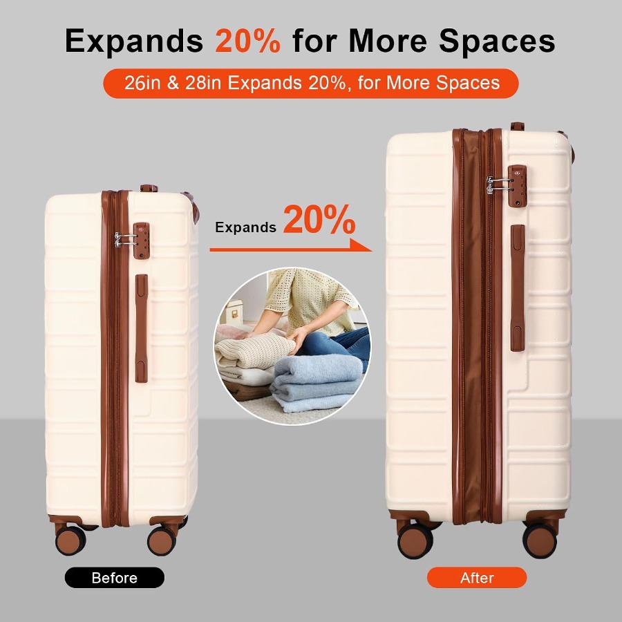 4 Pcs Luggage Set Expandable A - Expandable Hard Shell Luggage Set 评论和价格