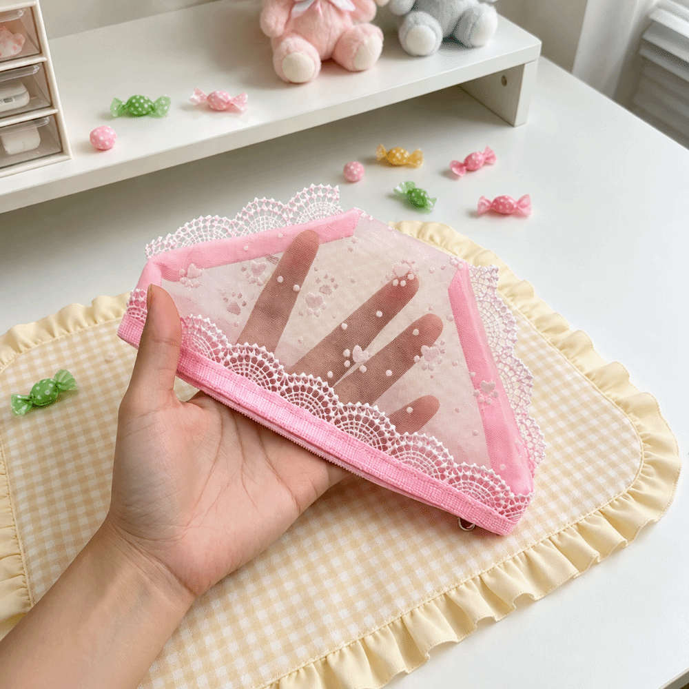Cute Lace Mesh Storage Pouch B - Cosmetic Bags 评论和价格