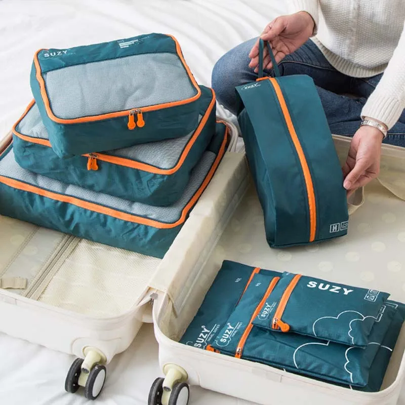 7/6 Pieces Set Travel Organize - Foldable Rolling Luggage Bag 评论和价格