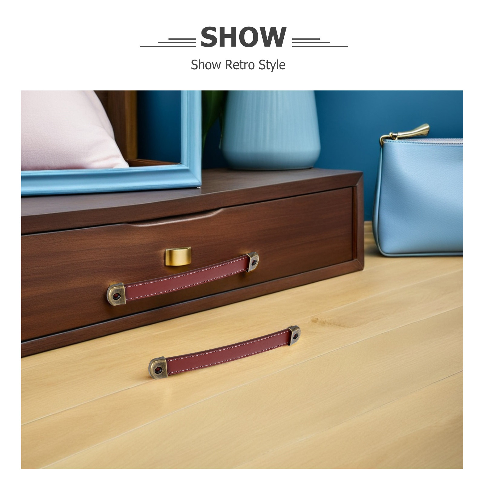 2Pcs Retro PU Cabinet Pull Han - Retro Vintage Trunk Suitcase 评论和价格