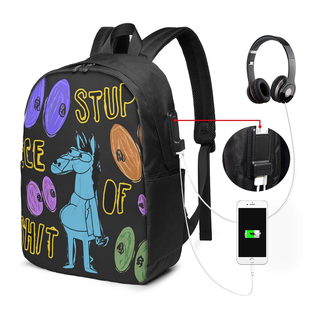 Cartoon Bojack Horseman Stupid - Backpacks 评论和价格